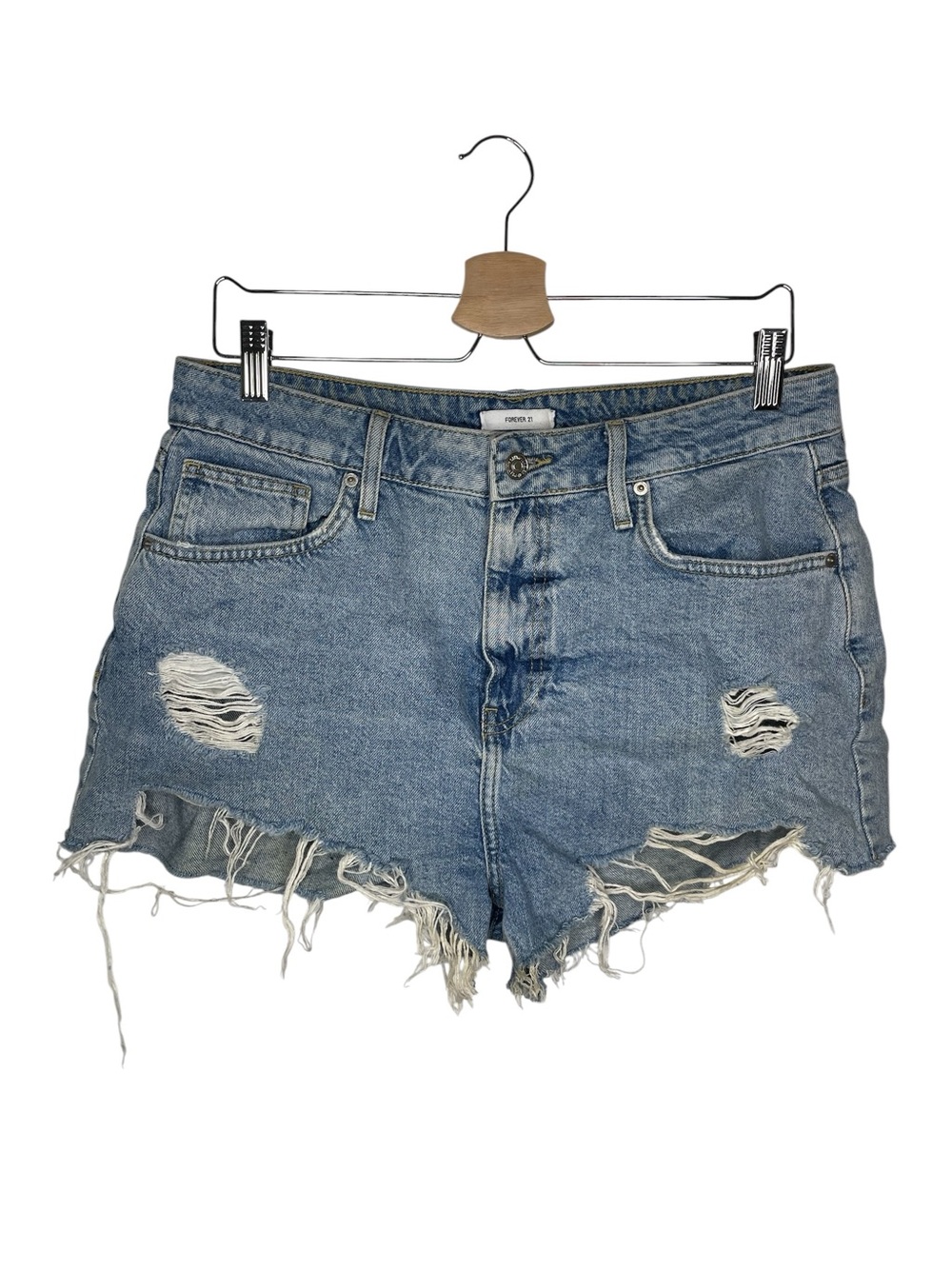 Forever 21 Light Blue Distressed Denim Shorts Sz 31